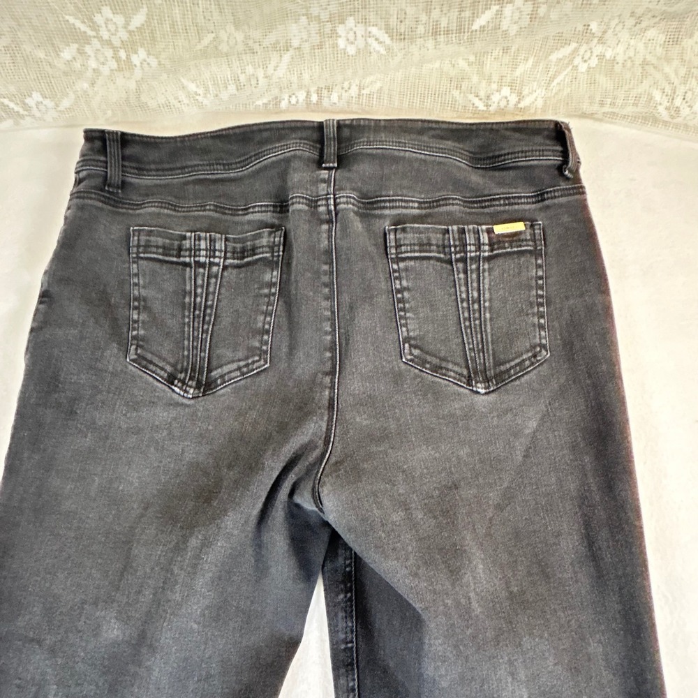 Chicos So Slimming Ankle Jeans Womens 3 Black Straight Leg Stretch Denim Gold HW - Picture 8 of 11